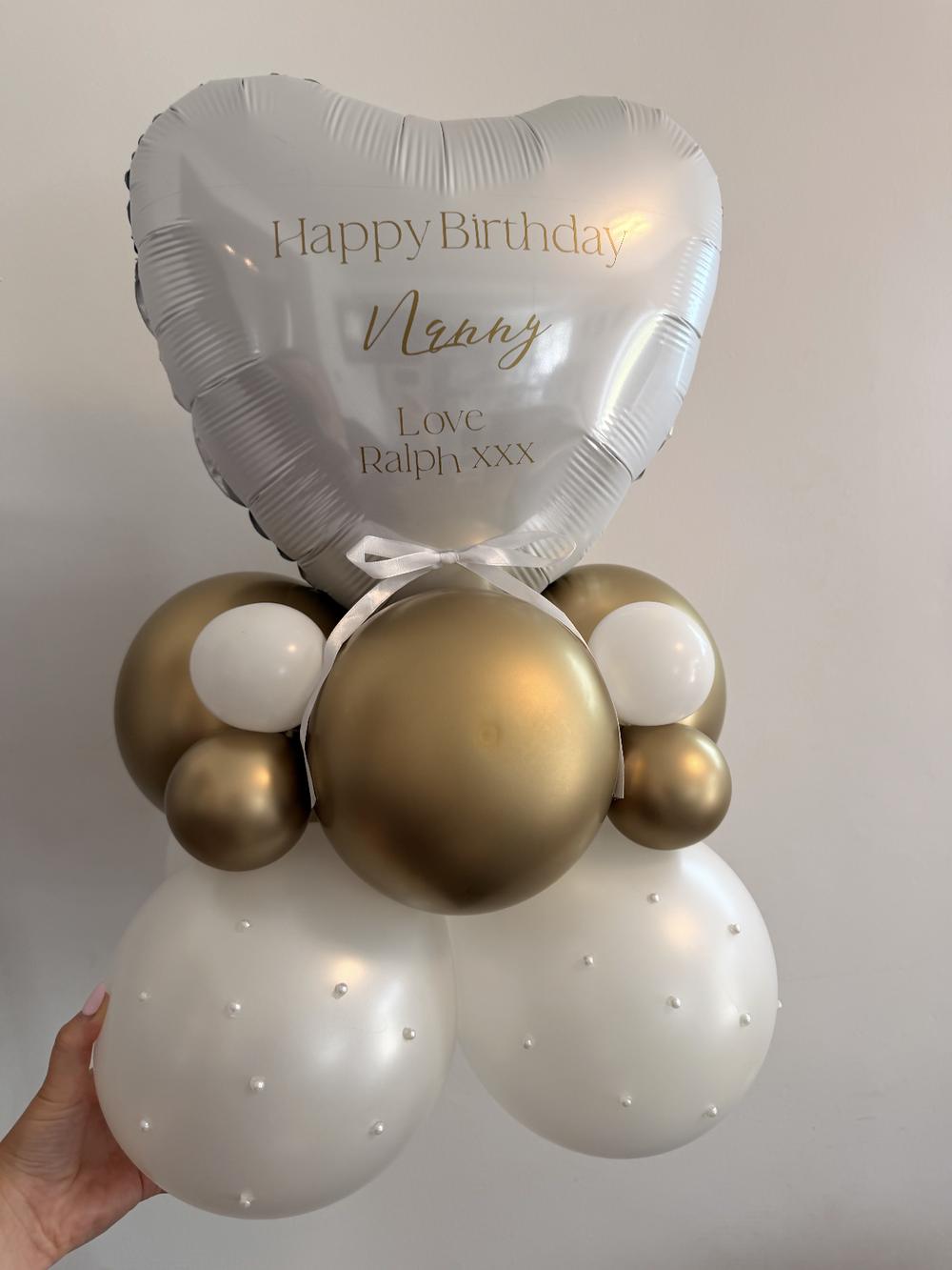 Personalised heart balloon reading Happy Birthday Nanny